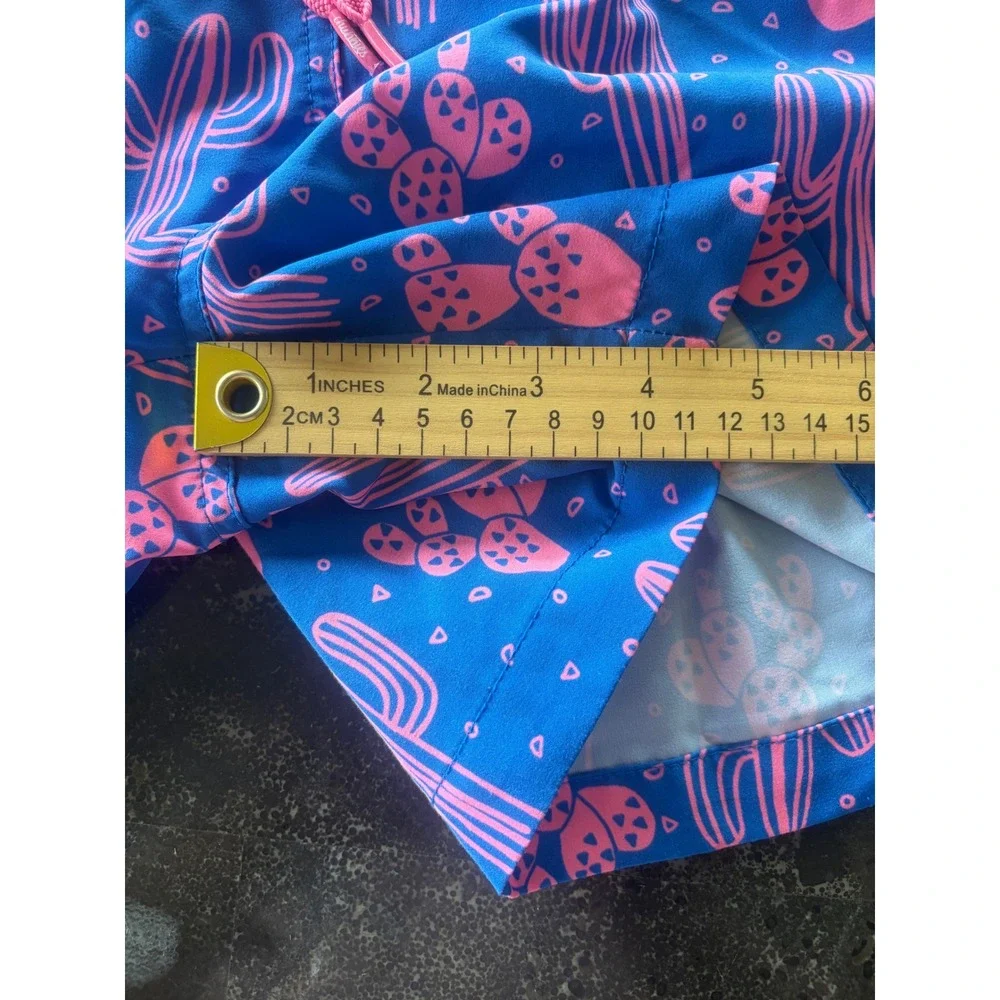 Chubbies Men Swim Trunk Blue Pink Cactu Print 5.5